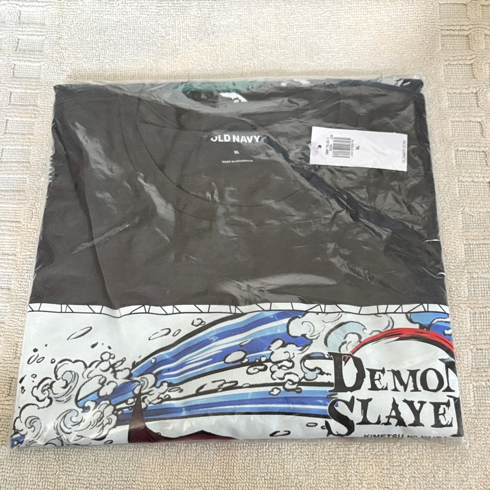 Old Navy Mens Demon Slayer Black and Blue Graphic Tee